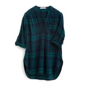 Stitchfix Split Neck Henley Plaid Top